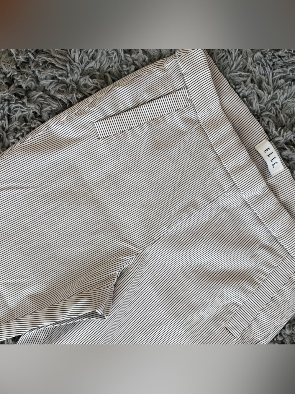 Elle Pants Gray and White Pinstripe Cropped Trousers Pull On Stretch SZ: L - Picture 4 of 10